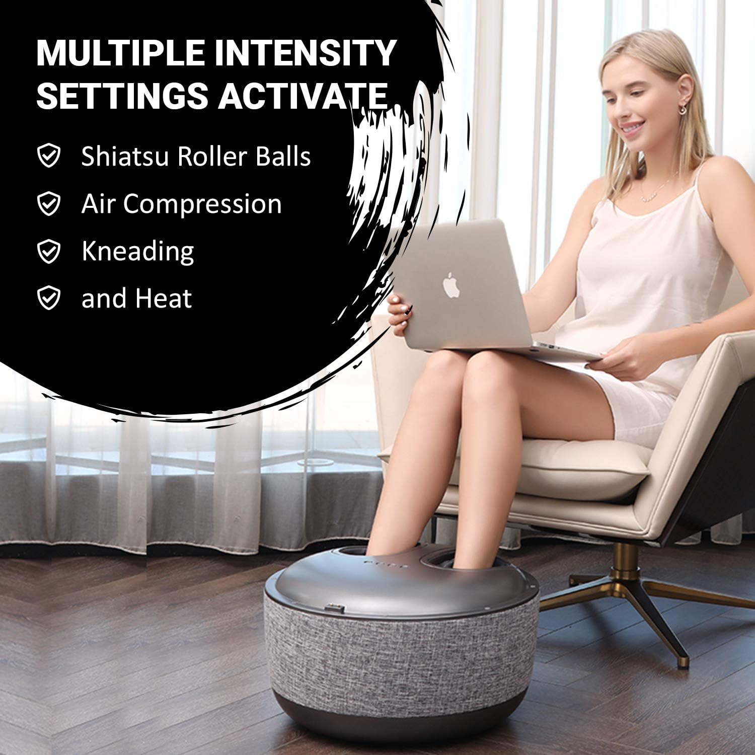 Ottoman Foot Massager by Ottossage, Massaging Ottoman with Removable Lid Provides Air Compression, Shiatsu kneading, Intense Vibration and Heat Therapy. Extra Powerful with Upgraded li-ion Battery. - Image 5