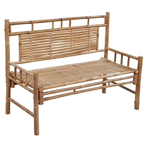 Garden Bench,Ideal Bench Seat with Handles and Backrest, Portable Wooden,Perfect for Indoor and Outdoor Use,Patio Bench with Cushion 47.2 Bamboo - Image 3