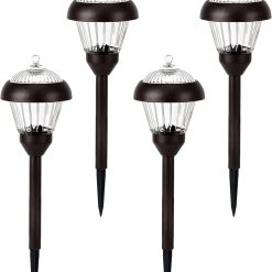 Solpex 4pack high Lumen Solar Pathway Lights??Metal Solar Path Lights??2 Bright LED??Waterproof IP65 Auto On/Off Solar Garden Lights for Walkway Driveway Yard