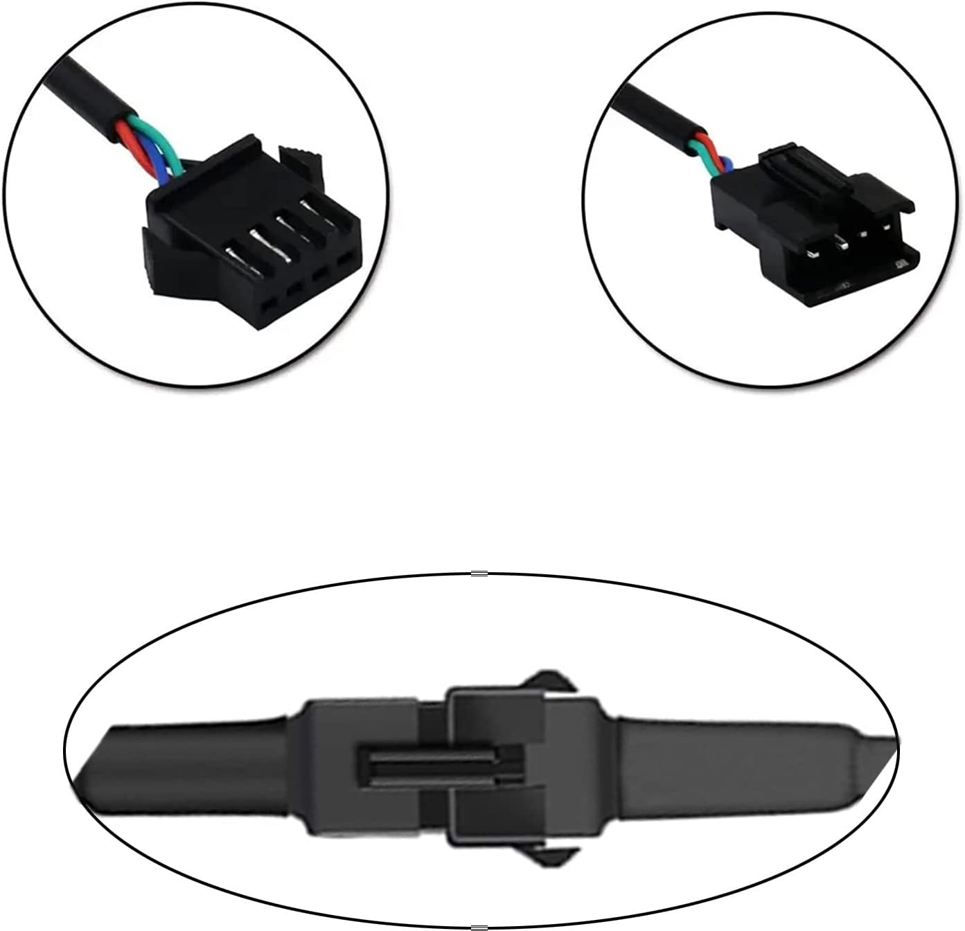 4pcs 5-Feet Extension Cable Cords,SM 4-PIN Locking Connector 60in/150cm Length Wire for Underglow 5050-SMD RGB LED NEON Strip Light Kits on Motorcycle Golf Cart ATV EXT-5FT - Image 5