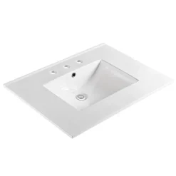 Empire Industries Unique 31×22 W x 22×22 L Ceramic Vanity Top in White (Single Hole)