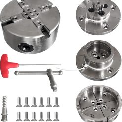 4 Inch Wood Lathe Chuck Set 1 x 8 tpi, Self Centering 4 Jaw Wood Turning Chuck