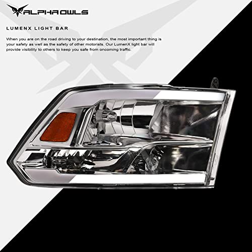 Alpha Owls 8710401 Crystal Headlights With Switchback Sequential LED Light Bar & Startup Light – Black Amber Fits 2009-2018 Dodge Ram 1500 2500 3500/2019-2023 Classic Halogen Models - Image 35