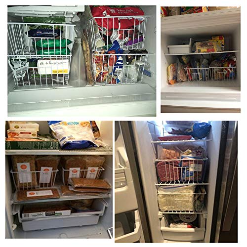 Freezer Wire Baskets, Kitchen Storage Organizer Bins for Chest and Upright Freezer, Refrigerator Dividers Containers with Handles – Pearl White (3) - Image 23