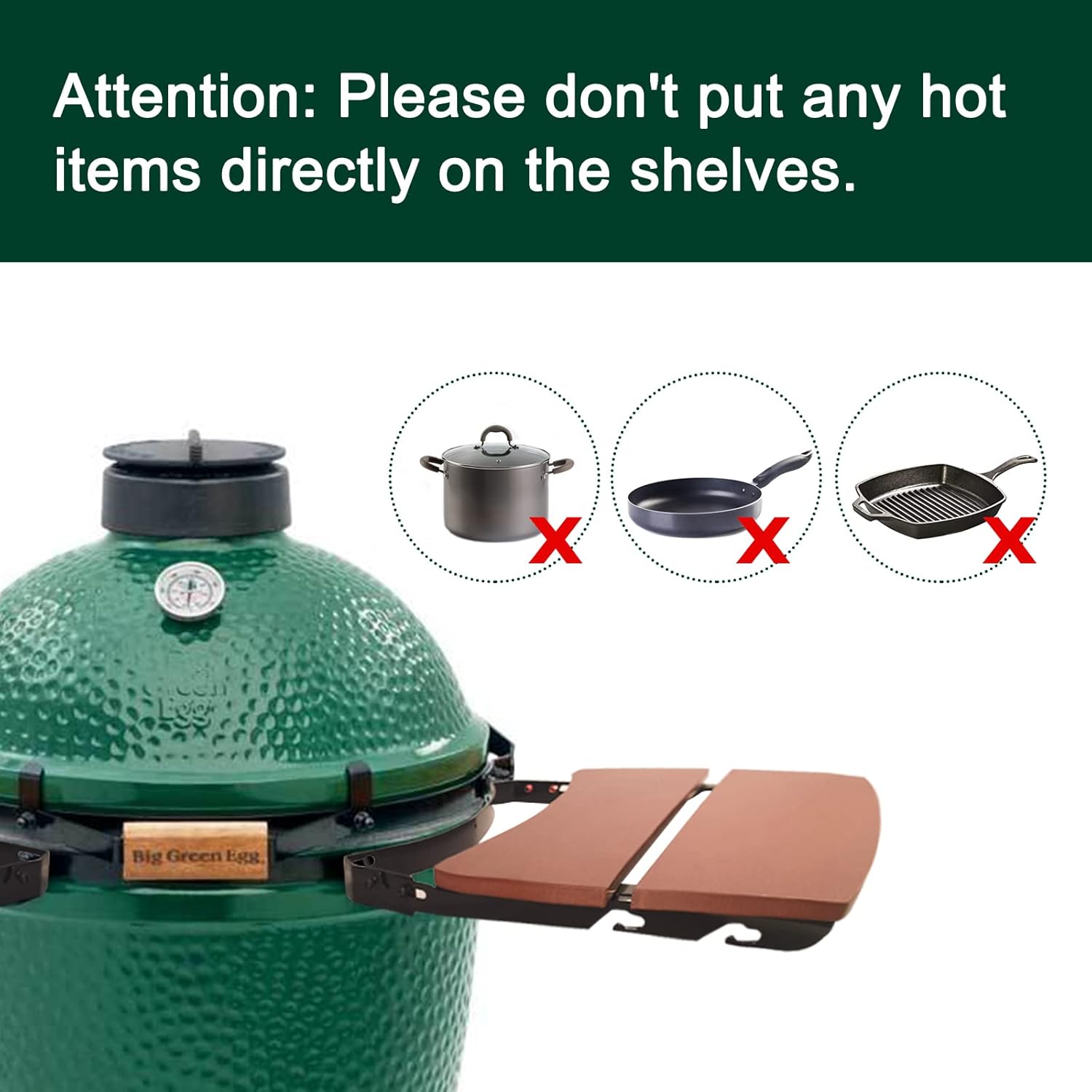 Quantfire Side Shelves Big Green Egg Accessories, Composite 2 Slat Egg Mates for Large Big Green Egg with Folding Side Shelves Replacement Parts Grill & Smoker Accessories - Image 6