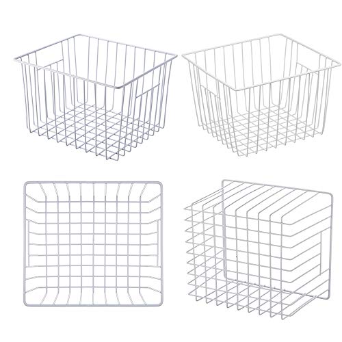 Freezer Wire Baskets, Kitchen Storage Organizer Bins for Chest and Upright Freezer, Refrigerator Dividers Containers with Handles – Pearl White (3) - Image 30