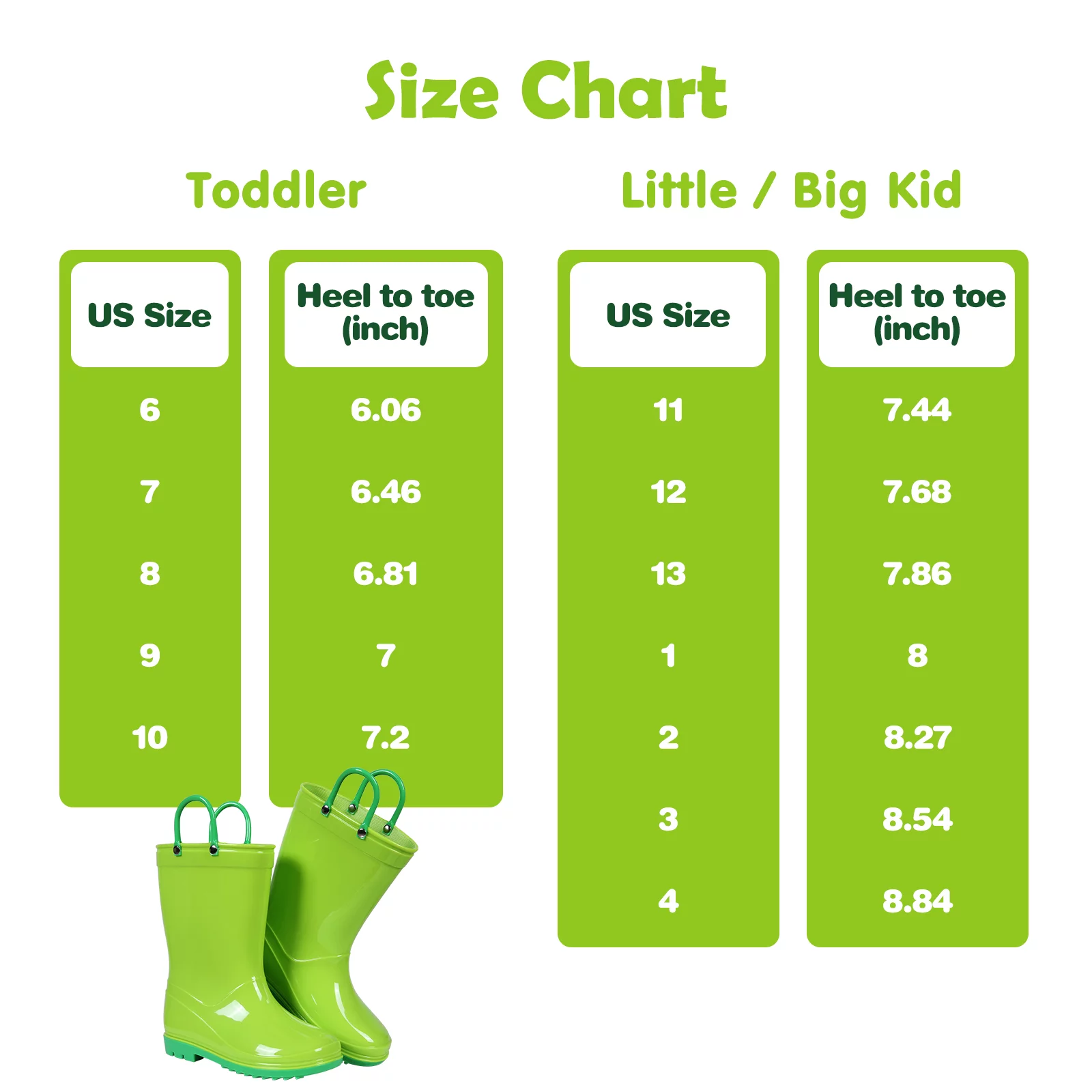 Litfun Toddler Kids Rain Boots for Boys Girls, Size 8 Toddler, Green - Image 5