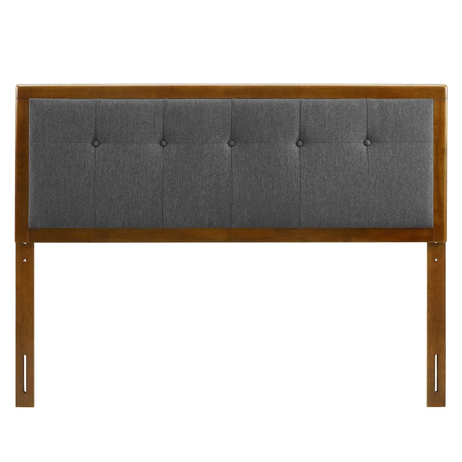 Modway Draper Tufted Queen Fabric and Wood Headboard – Walnut Charcoal - Image 9