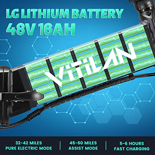 VITILAN i7 Pro Electric Bike Adults Folding 750W BAFANG Motor Fat Tire Ebike Removable 16AH/20AH Cell Battery Full Suspension Electric Bicycle 8-Speed - Image 3