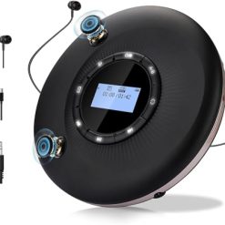 Portable CD Player with Bluetooth, CD Player Portable with Dual Speakers and Anti Shock Skip Protection Rechargeable CD Player Bluetooth for Car with LCD Display Headphone AUX Cable Walkman CD Player