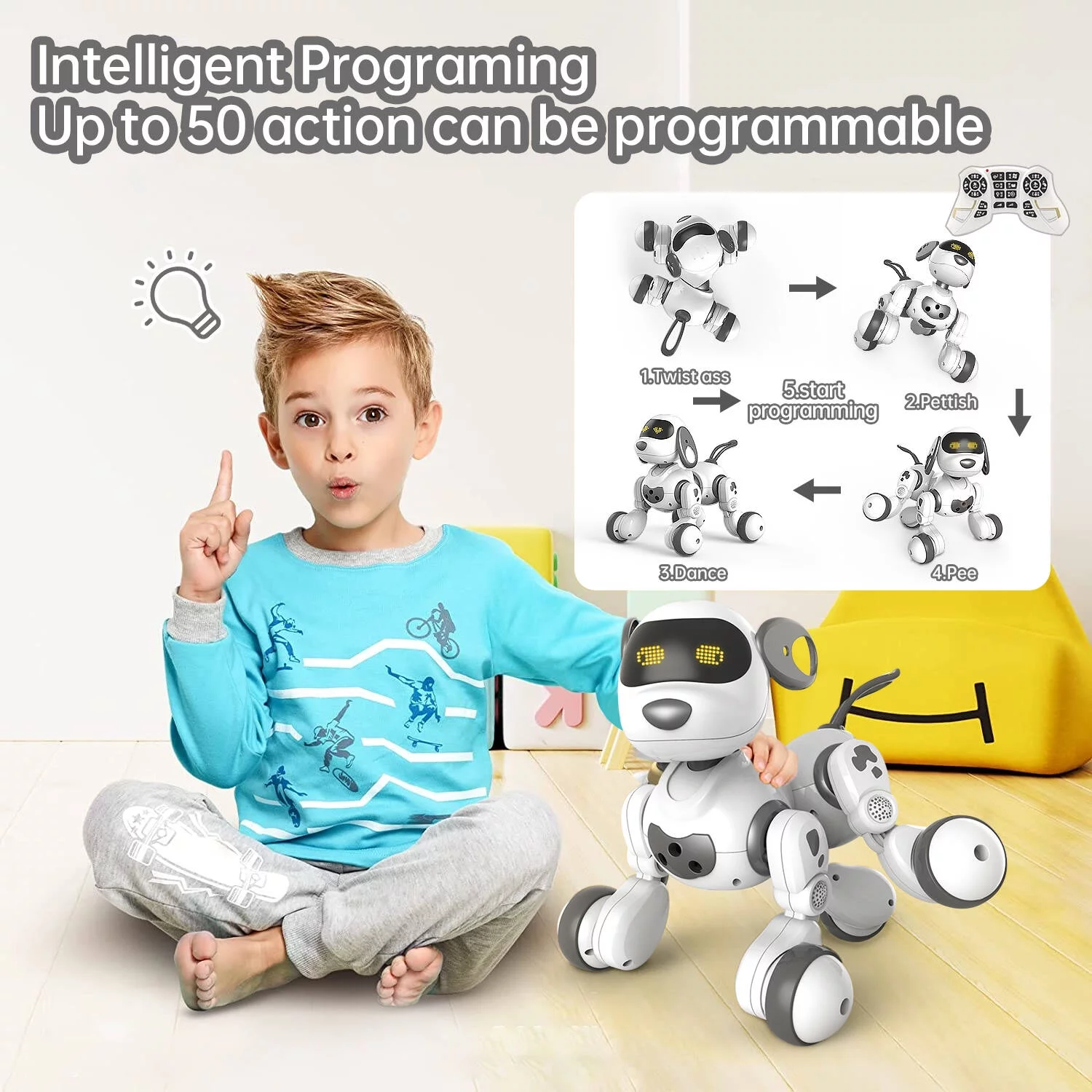 Remote Control Robot Dog Toy with Touch Function and Programmable,Smart Interactive Stunt Robot Dog Toy - Image 6
