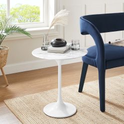 Modway Lippa 20 Round Artificial Marble Side Table in White White