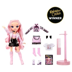 Alternative view of Rainbow High Rainbow Vision Royal Three K-pop ?C Minnie Choi (Pink Lavender) Fashion Doll. 2 Designer Outfits to Mix & Match w/ Microphone Headset & Band Merch Playset, Gift for Kids 6-12