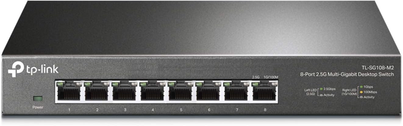 TP-Link TL-SG108-M2 | 8 Port Multi-Gigabit Unmanaged Network Switch, Ethernet Splitter | 2.5G Bandwidth | Plug & Play | Desktop/Wall-Mount | Fanless Metal Design | Limited Lifetime Protection