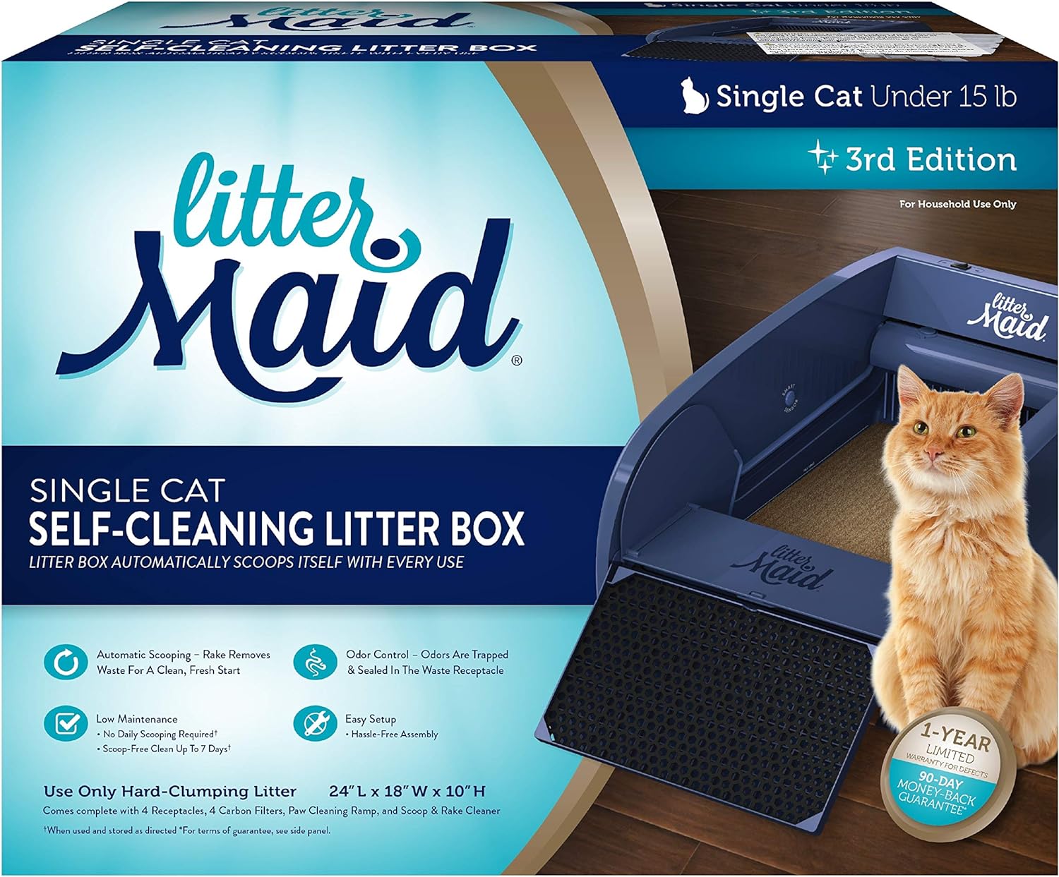 LitterMaid Single Cat Self-Cleaning Litter Box, Blue - Image 2