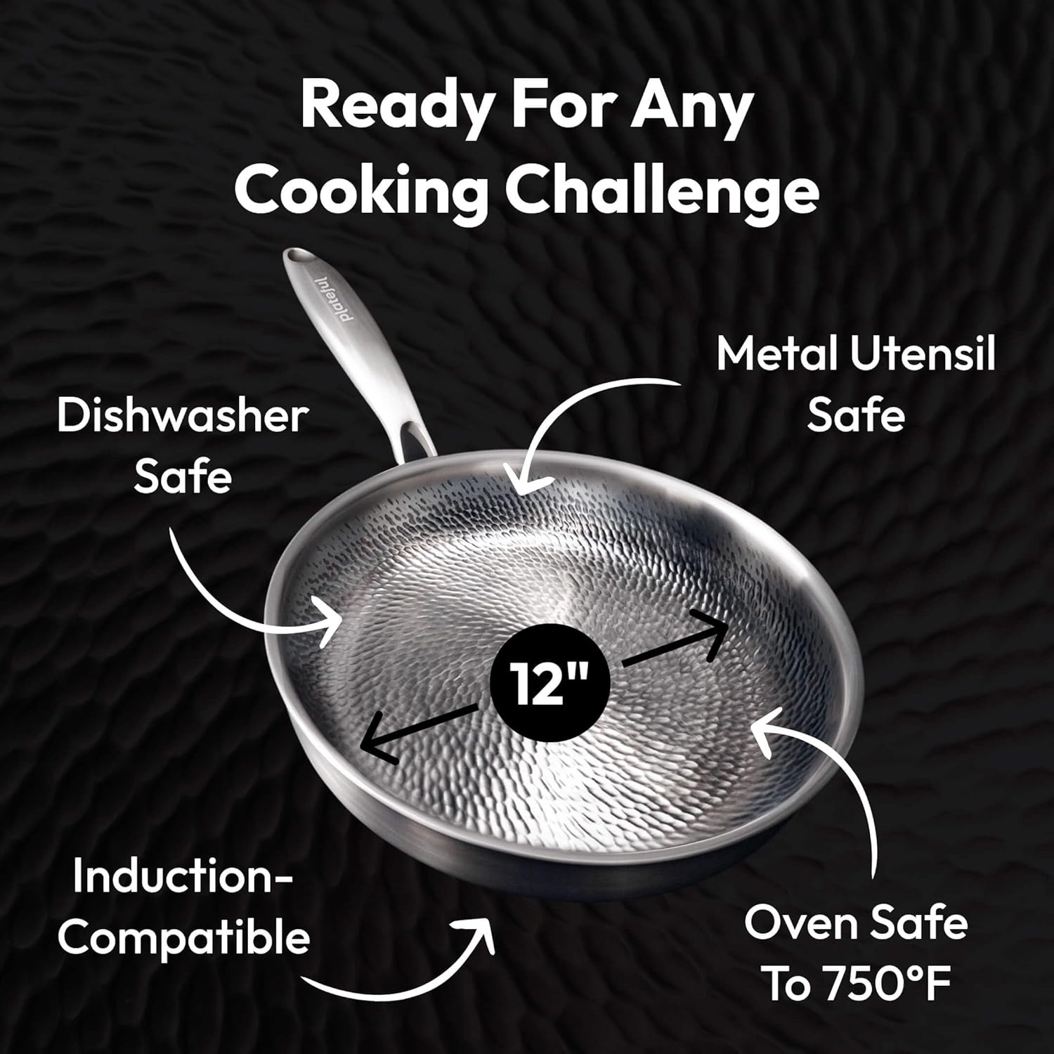 2025 Upgraded Titancore Frying Pan 10, Titancore Titanium Frying Pan, 100% Titanium Pro Hammered Pans for Cooking, Naturally Non-Stick with Minimum Oil & with Lid (10.23in, No Lid) - Image 4