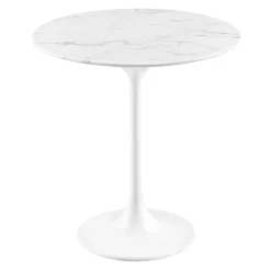 Alternative view of Modway Lippa 20 Round Artificial Marble Side Table in White White