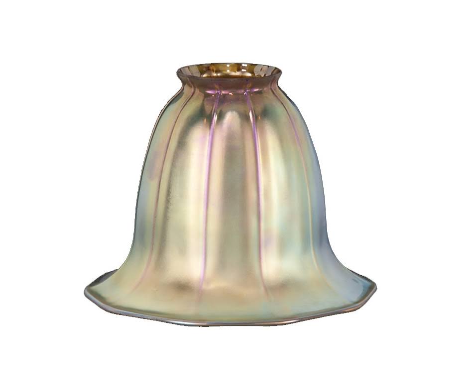 Bu0026p Lamp 2 1/4 inch Fitter, Art Glass Shade w/Gold Iridescent Finish