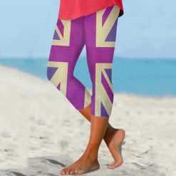 Alternative view of Women Casual Cropped Pants Yoga High Waist Leggings Summer Beach Pants Casual Workout Stretch Womens Duds Medium