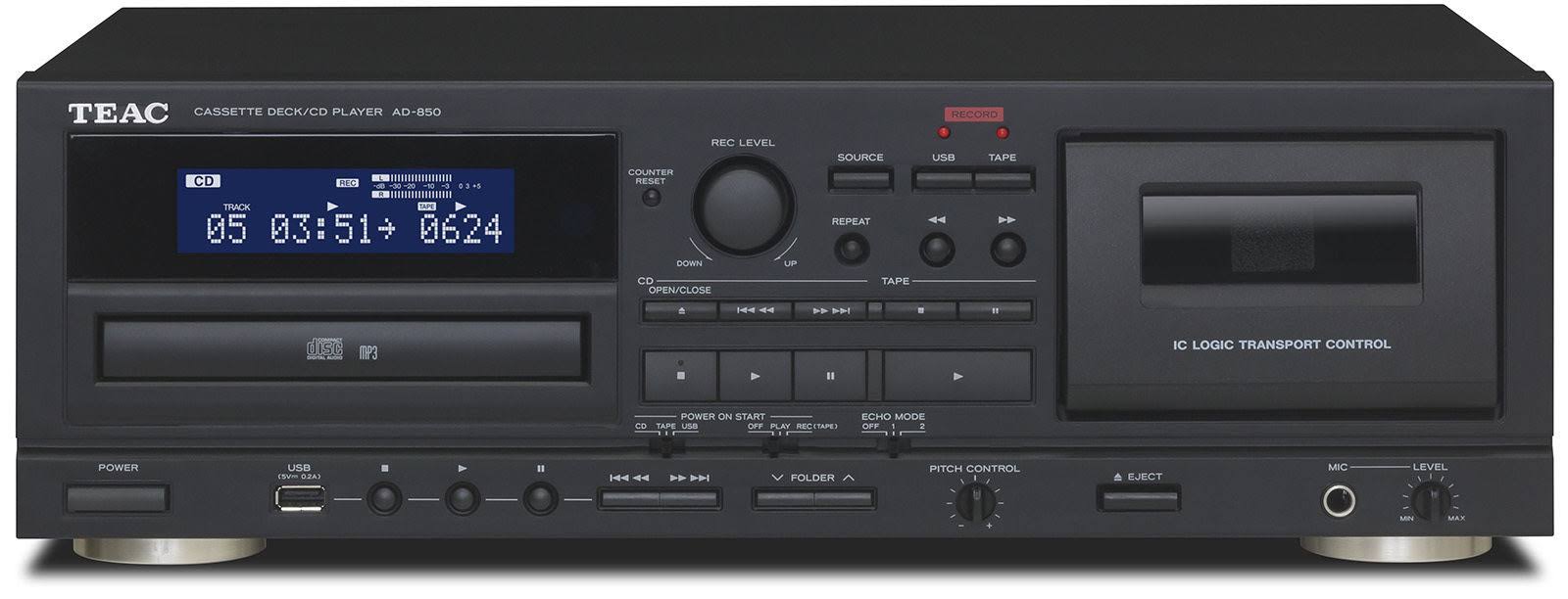 Teac Cassette and CD Player with USB Recorder and Mic Input Ad-850 - Image 4