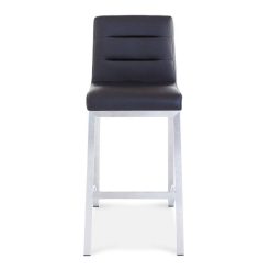 Alternative view of Zuri Furniture Lynx Counter Height Contemporary Bar Stool with Metal Base – Black