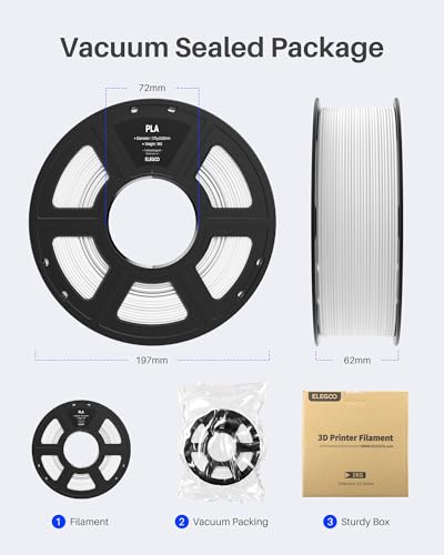 ELEGOO PLA Filament 1.75mm Bundle 4KG, 3D Printer Filament Dimensional Accuracy +/- 0.02mm, 4pcs 1kg Spool(2.2lbs) Fit Most FDM 3D Printers (Black, White, Dark Blue, True Red) - Image 24