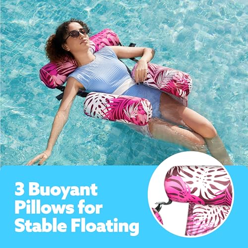 Sloosh Pool Floats Chairs Adult,Inflatable Pool Lounge,Plant Pattern Floating Mat Hammock,Blow up Water Chairs Noodles rafts for Party Summer Water Beach Fun - Image 12