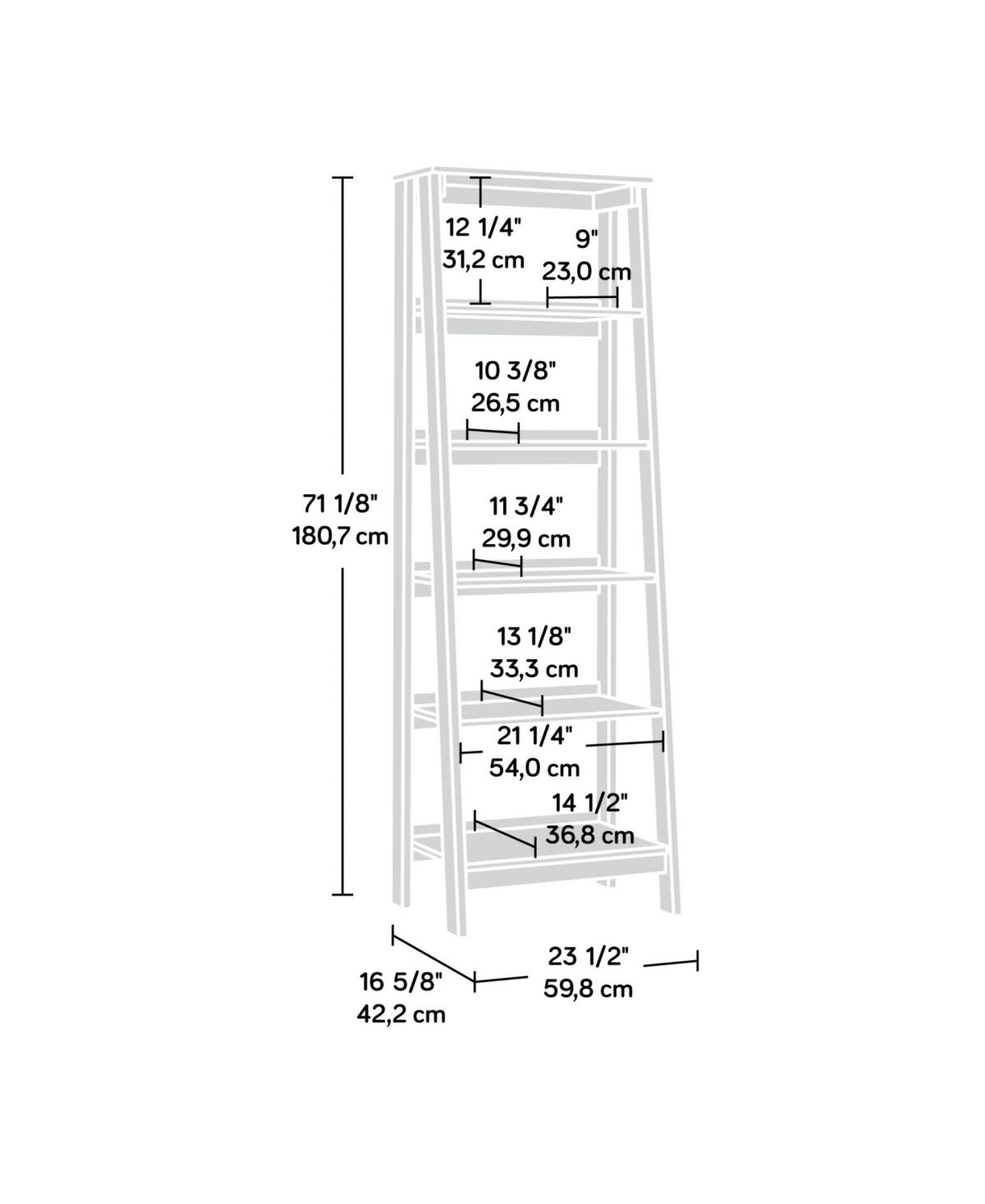 Sauder Trestle 5-Shelf Bookcase – Vintage Oak - Image 7