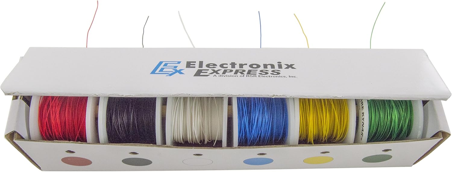 Electronix Express 27WK30WWR100 Solid 30 Gauge Wire Wrap, Kynar Insulated Wire Kit with 6-100′ Spools Pack of 2