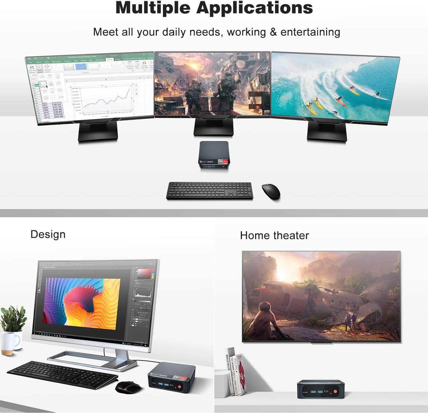 Beelink SER4 Ryzen Mini PC Windows 11 AMD Ryzen 7 4800U(7nm, 8C/16T)up to 4.2GHz, 32GB DDR4 RAM 512GB NVME SSD, 4K@60Hz Triple Display Dual HDMI+Type-C, Support 57W Mini Gaming Computer WiFi 6E BT5.0 - Image 14