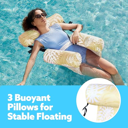 Sloosh Pool Floats Chairs Adult,Inflatable Pool Lounge,Plant Pattern Floating Mat Hammock,Blow up Water Chairs Noodles rafts for Party Summer Water Beach Fun - Image 24