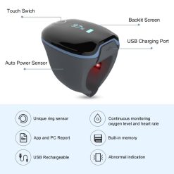 Alternative view of LOOKEE O2Ring by Wellue, Continuous Overnight Ring Pulse Oximeter Oxygen Monitor
