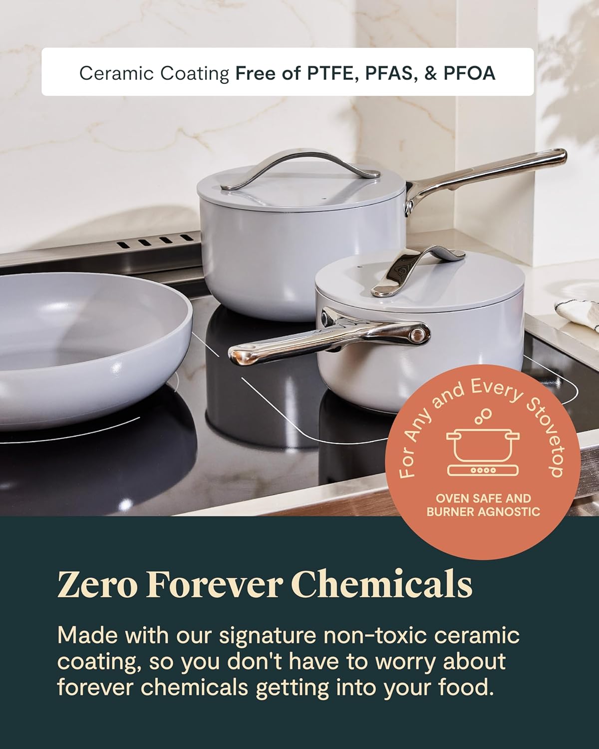 Caraway Deluxe Nonstick Ceramic Cookware Set (16 Piece) Pots, Frying Pans, Lids and Kitchen Storage – PFAS & PFOA Free – Oven Safe Ceramic Pan Set & Compatible with All Stovetops – Sage - Image 4