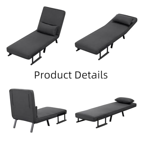 3 in 1 Sleeper Sofa Bed, Futon Sofa Bed for Living Room with Side Pocket, Black Sleepers Sofa Couch with Pullout Bed, Convertible Love Seat Sleepers Bed for Living Room, Bedroom, Small Space - Image 23