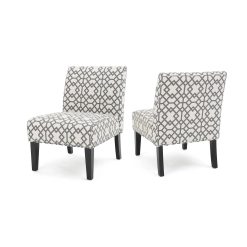 Set of 2 Kassi Accent Chair Geometric Patterned Gray – Christopher Knight Home
