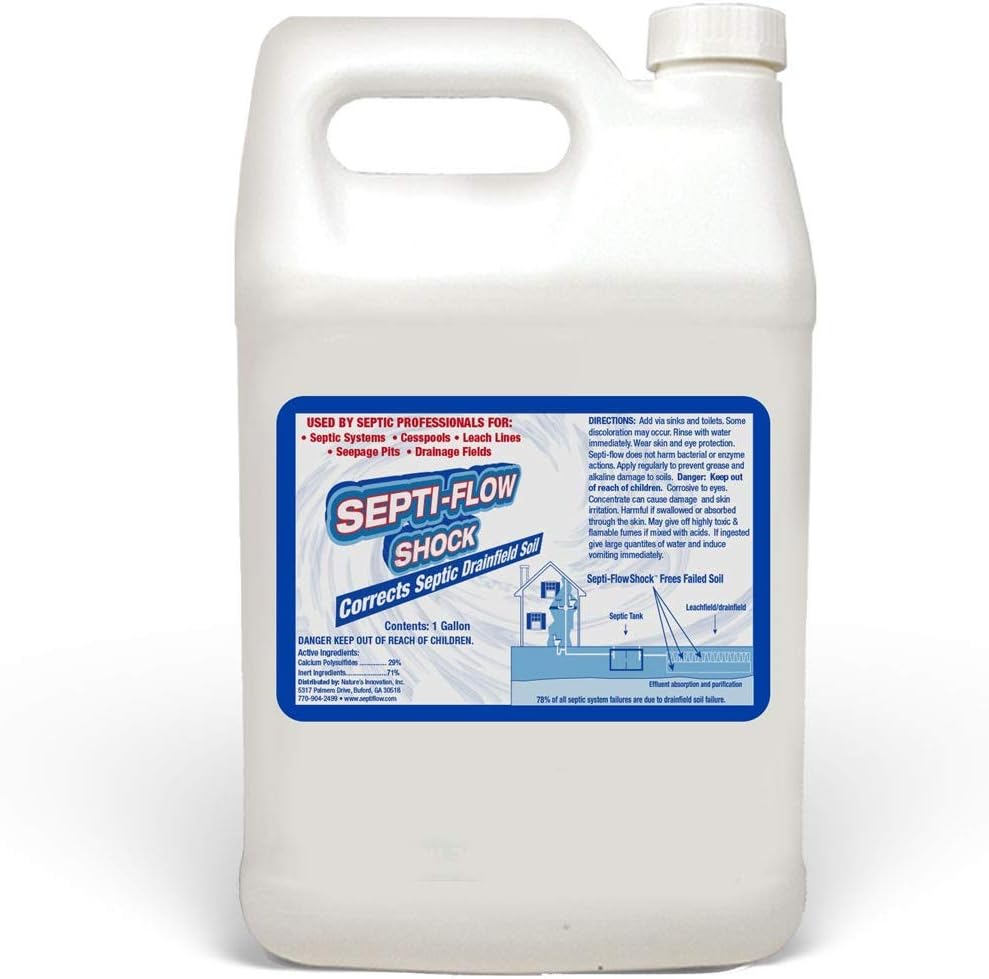 Septi-Flow | Septic System Shock Repair- Clears Drainfields, Dissolves Deadpan and Hardened Soil, Full Tank Treatment (4) Gallon Set - Image 4