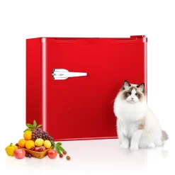 Auseo Mini Upright Freezer Compact Refrigerators??1.2Cu.ft Small Stand up Freezer for Home Office, Red