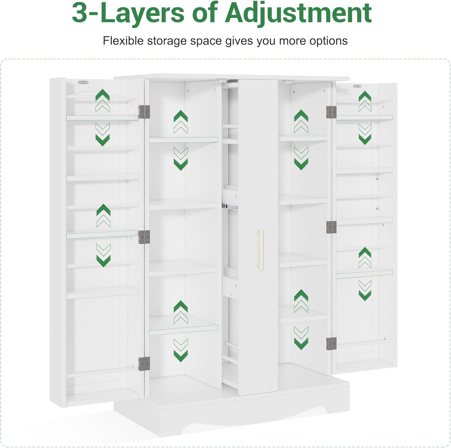 47?? Kitchen Pantry Cabinet with Drawer, Pantry Storage Cabinet with Adjustable Shelves, White Kitchen Pantry Storage Cabinet, Buffet Cupboards Sideboard for Home Office Use - Image 6